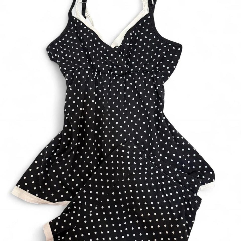 Y2K style Black and white polka‎ dot pajama set